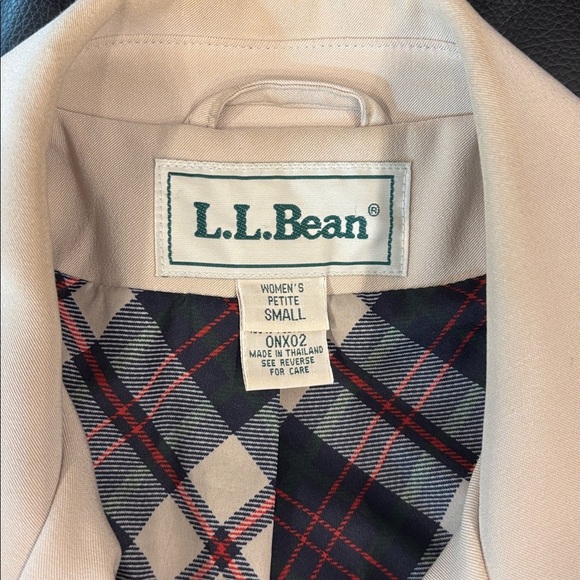 VINTAGE LL BEAN khaki Classic Double-Breasted rain Coat jacket peacoat PS - Picture 4 of 4